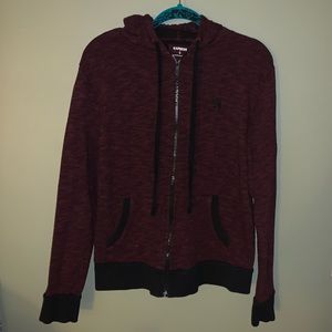 Men’s Express black and red zip up hoodie